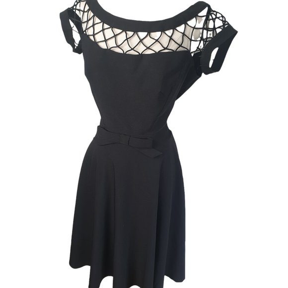 Tatyana | Size L | Black Designer Fit & Flare 50s Vintage Style Dress - Picture 7 of 13